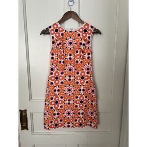 Florence Broadhurst Kate Spade Geometric Sheath Dress Womens Size 0 Pink Orange